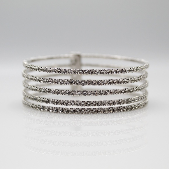 Stunning 5 row cubic zirconia bracelet - Picture 2 of 5
